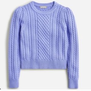 Jcrew periwinkle classic sweater cable knit puff sleeve xs womens
